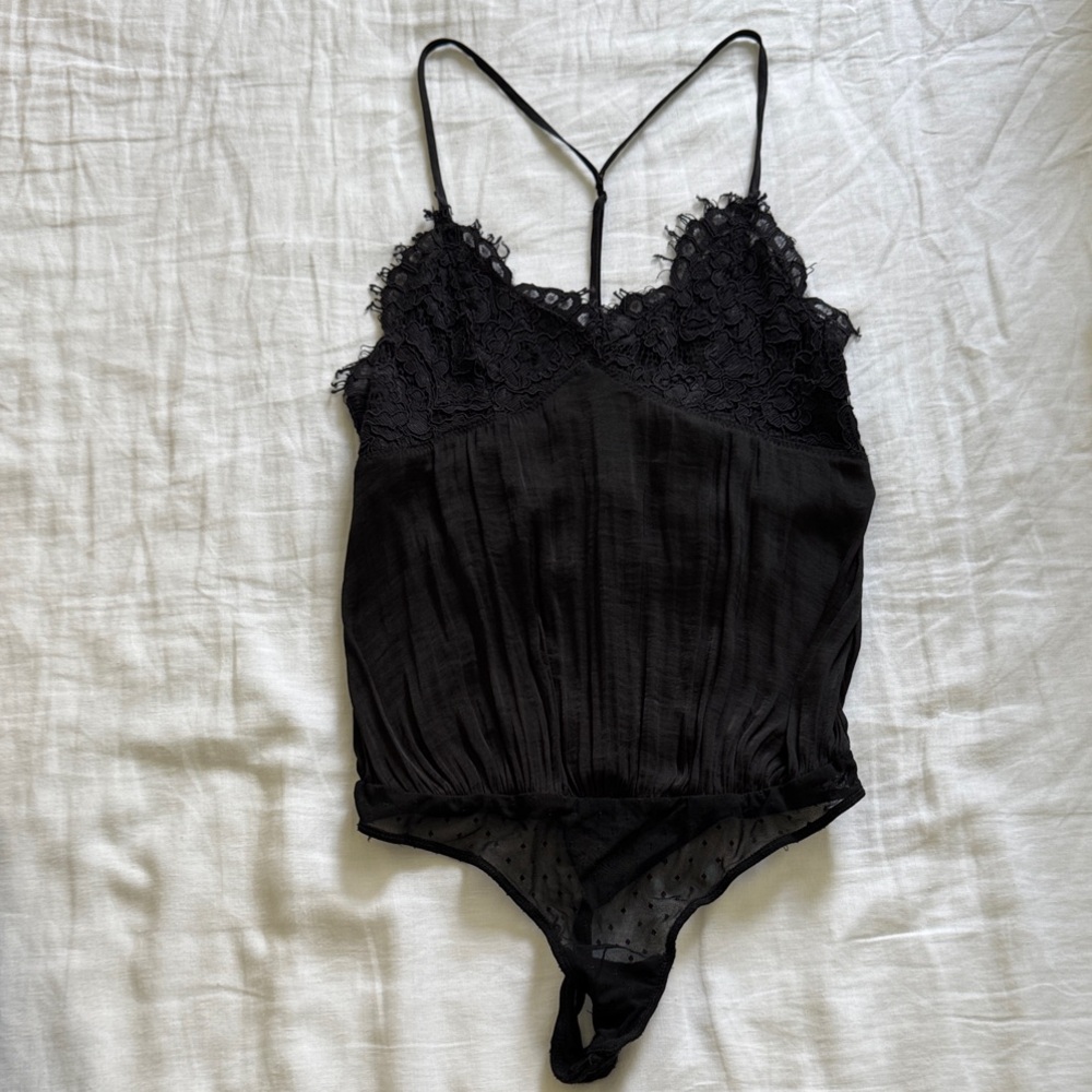 Free People Black Lace Bodysuit